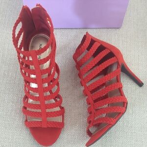 Red Braided Strap Heels